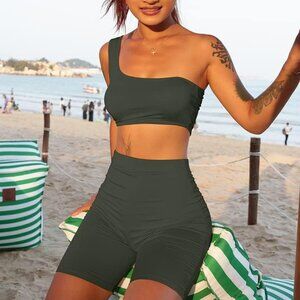 XL Bodycon Shorts 2 Piece Set Green